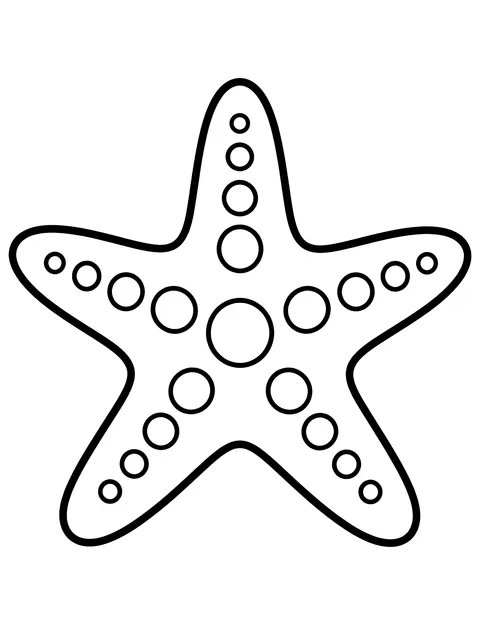 Easy Starfish on wet sand coloring page