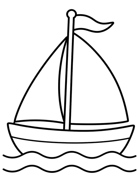 Easy Sailboat on the horizon coloring page