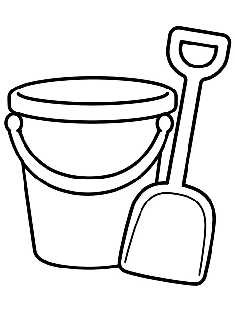 Easy Bucket and shovel coloring page