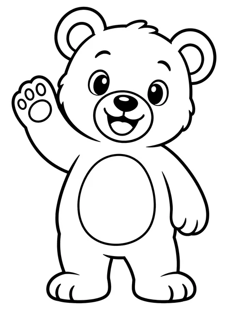 Easy Bear cub waving coloring page