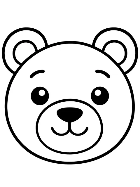 Easy Simple bear face coloring page