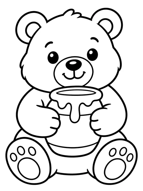 Easy Bear holding a honey jar coloring page