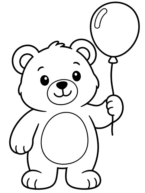 Easy Bear holding a balloon coloring page