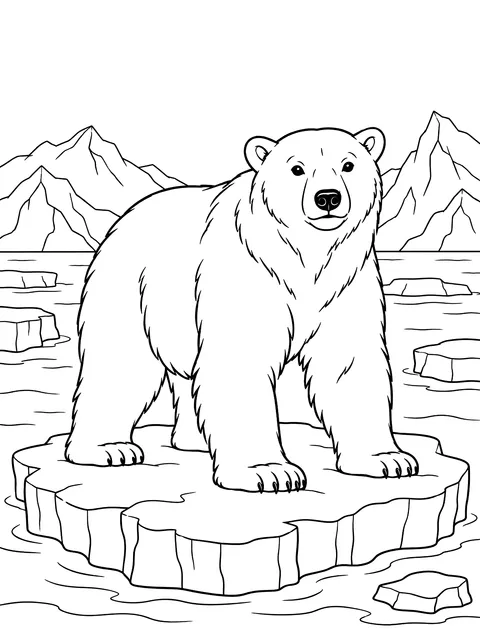 Polar bear on an ice floe coloring page