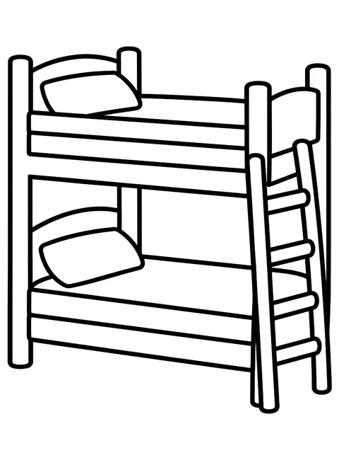 Easy Bunk bed with a ladder coloring page