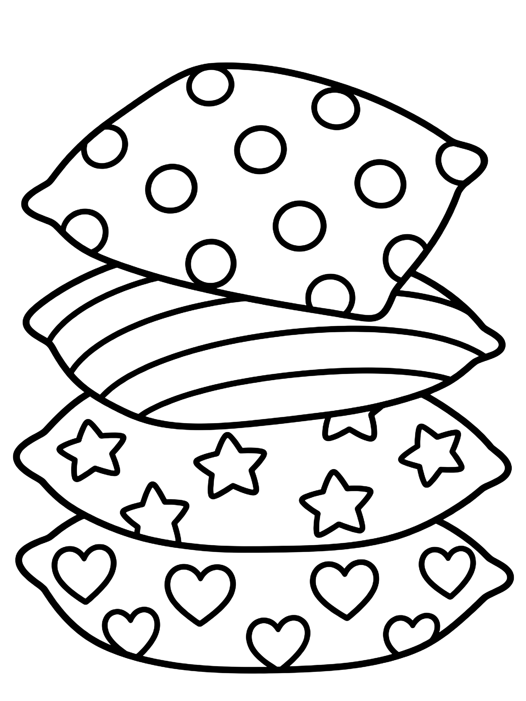 Easy Pile of patterned pillows coloring page