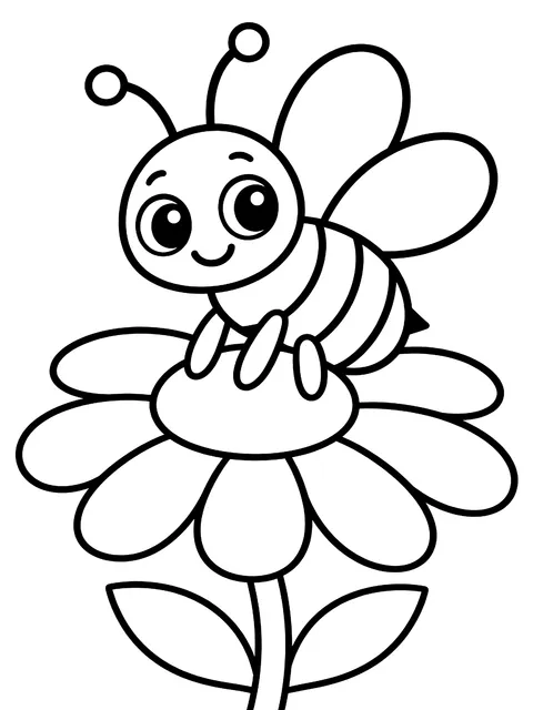 Easy Bee sitting on a daisy coloring page