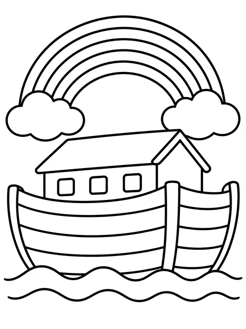 Easy Rainbow over the ark coloring page