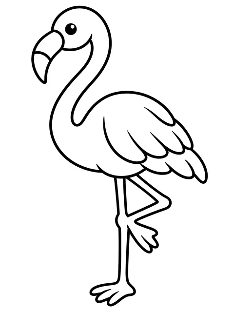Easy Flamingo standing on one leg coloring page