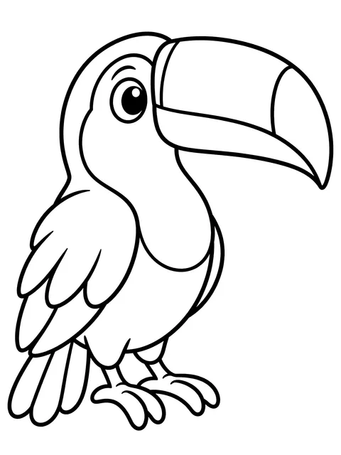 Easy Toucan with a big bill coloring page