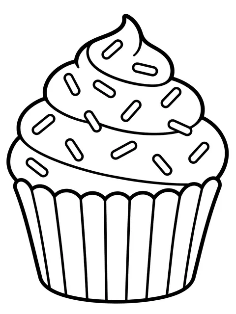 Easy Cupcake with sprinkles coloring page