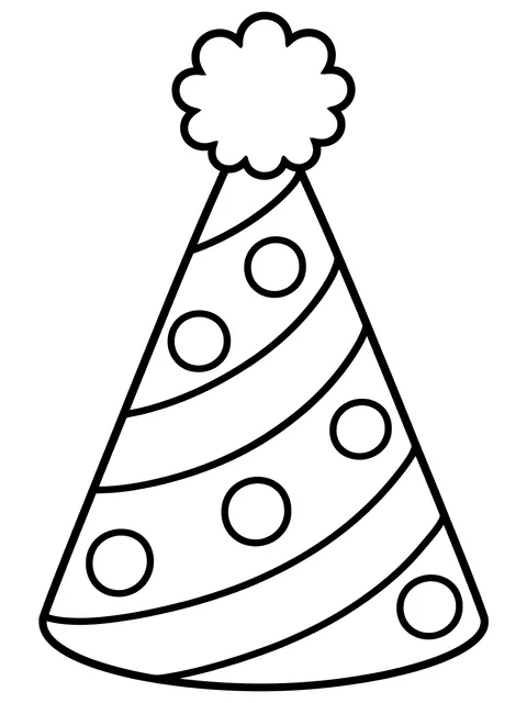 Easy Party hat with a pom-pom coloring page