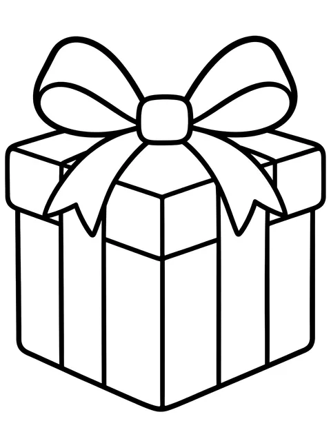 Easy Wrapped present with a bow coloring page