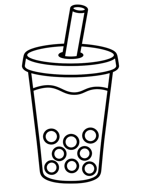 Easy Classic boba cup with a straw coloring page