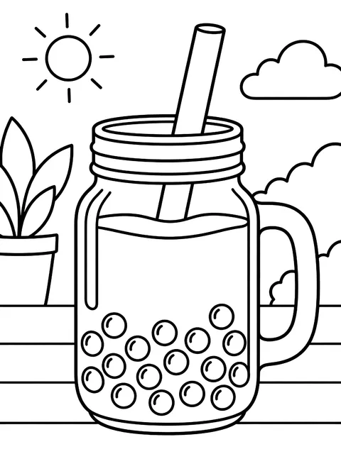 Boba in a jar with a handle coloring page