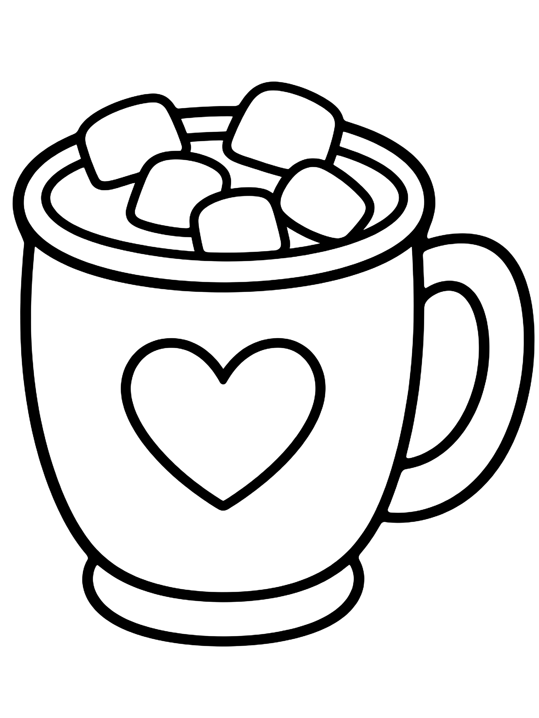 Easy Mug of cocoa with marshmallows coloring page