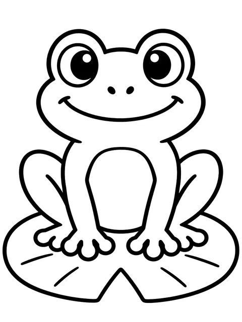 Easy Frog on a lily pad coloring page