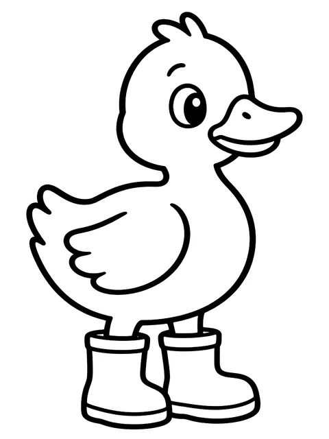 Easy Duck in rain boots coloring page