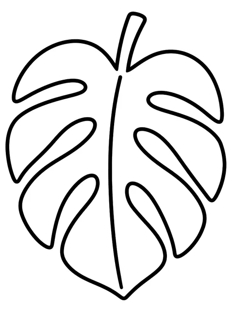 Easy Monstera leaf coloring page