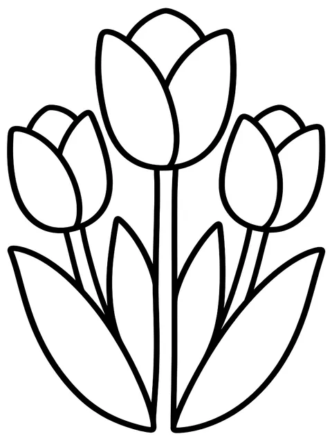 Easy Three big tulips coloring page