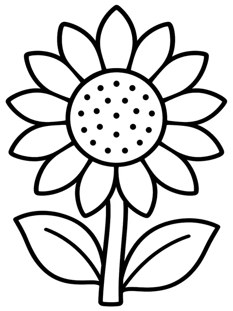 Easy Sunflower with big petals coloring page