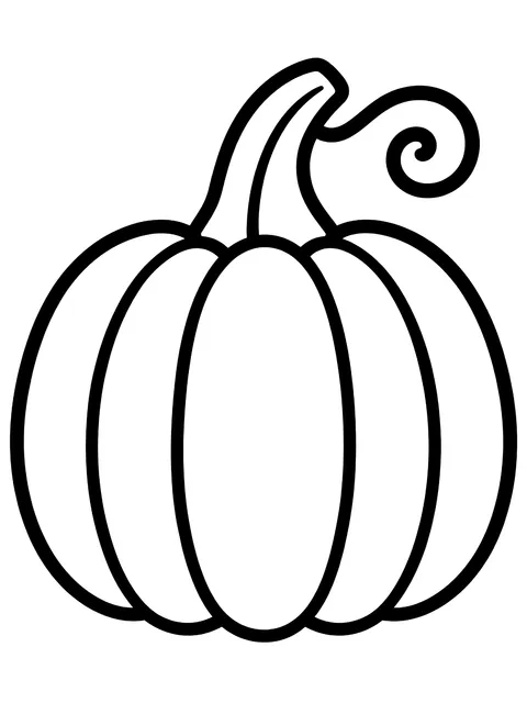 Easy Pumpkin with a curly stem coloring page