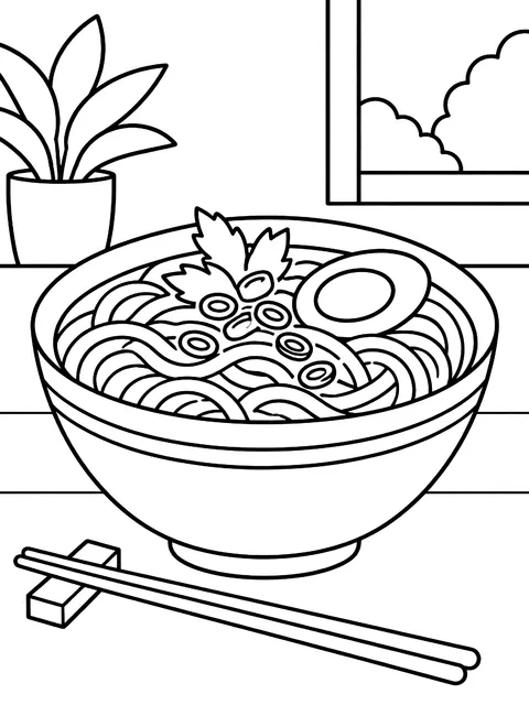 Bowl of noodles coloring page