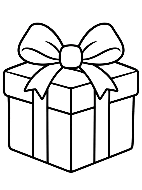 Easy Gift box with a bow on top coloring page