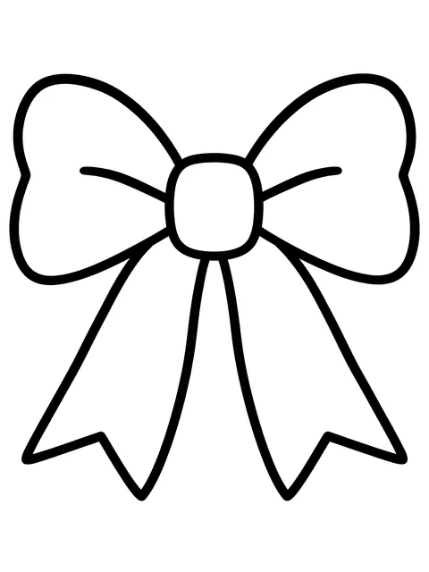 Easy Simple bow with two tails coloring page
