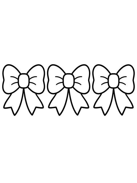 Easy Three small bows in a row coloring page