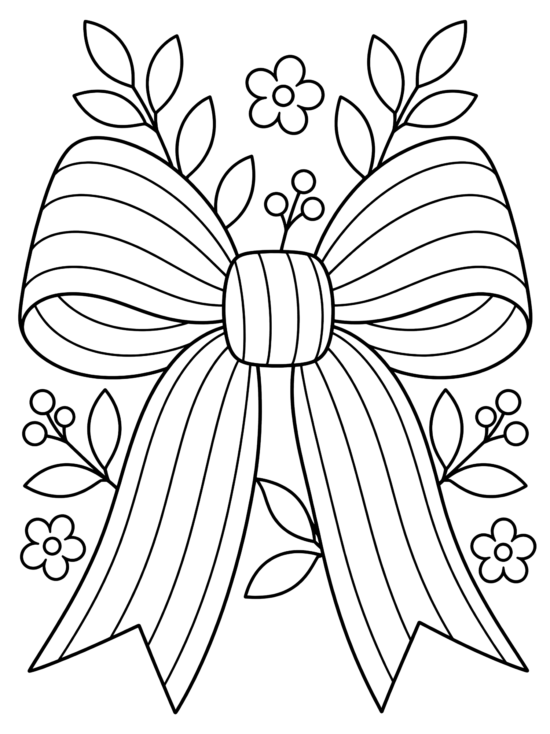 Striped ribbon bow coloring page