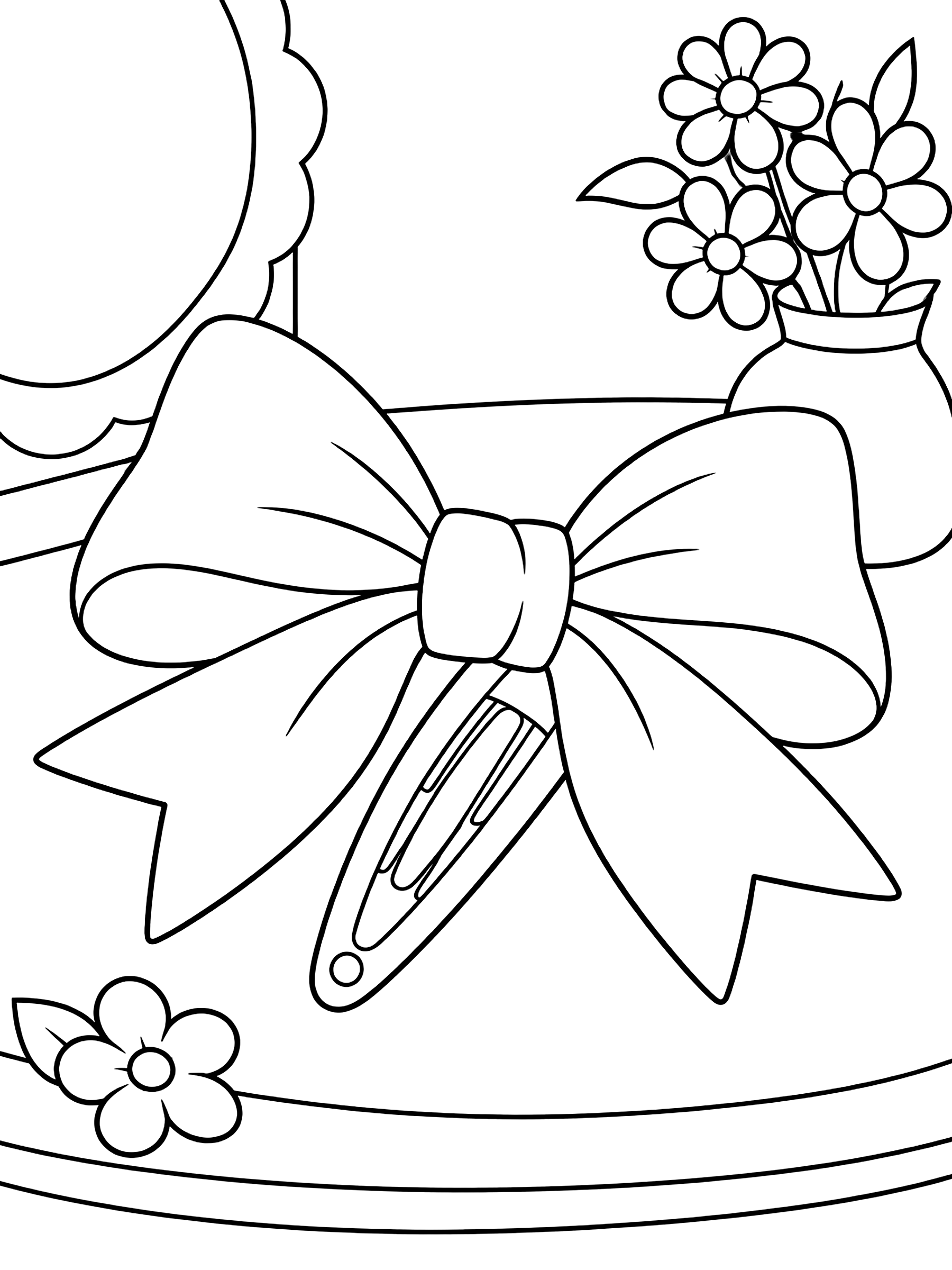 Bow on a hair clip coloring page