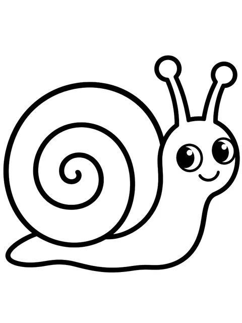 Easy Snail with a spiral shell coloring page