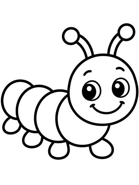 Easy Smiling caterpillar coloring page