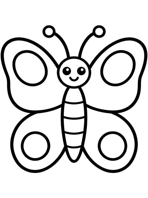 Easy Simple butterfly with open wings coloring page
