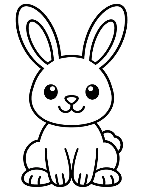 Easy Simple bunny sitting coloring page
