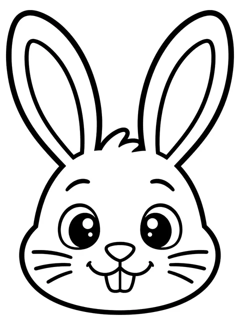 Easy Bunny face with big ears coloring page