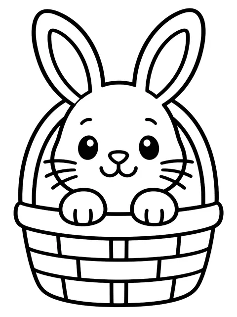 Easy Bunny in a basket coloring page
