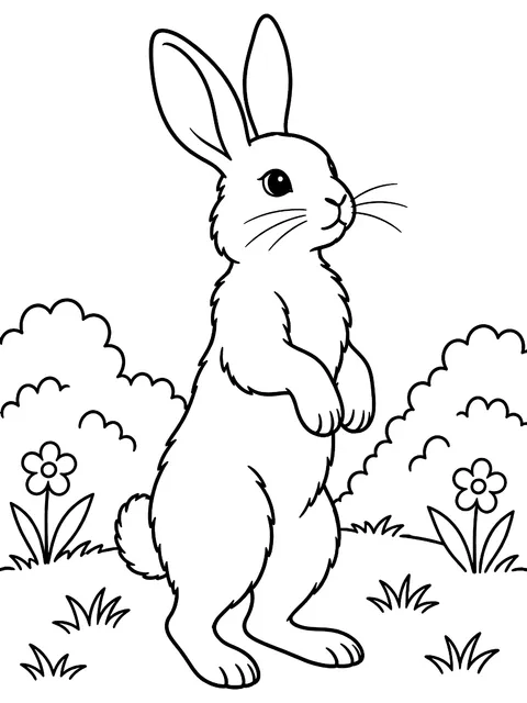 Rabbit standing on its hind legs coloring page