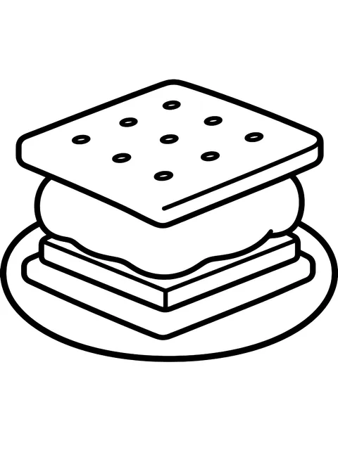 Easy S'more on a plate coloring page
