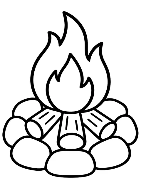 Easy Campfire in a ring of stones coloring page