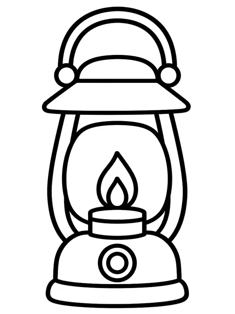 Easy Camping lantern coloring page