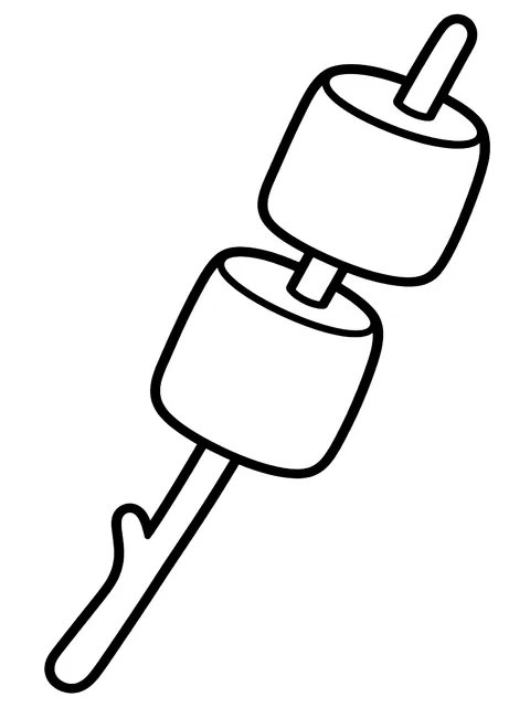 Easy Marshmallows on a roasting stick coloring page