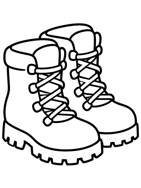 Easy Pair of hiking boots coloring page
