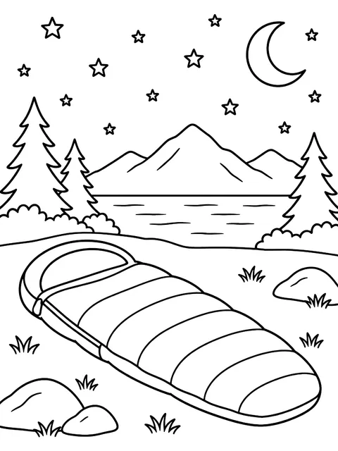 Sleeping bag under the stars coloring page