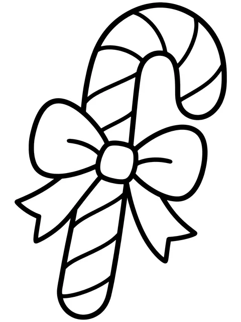Easy Candy cane with a bow coloring page