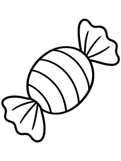 Easy Wrapped candy with twisted ends coloring page