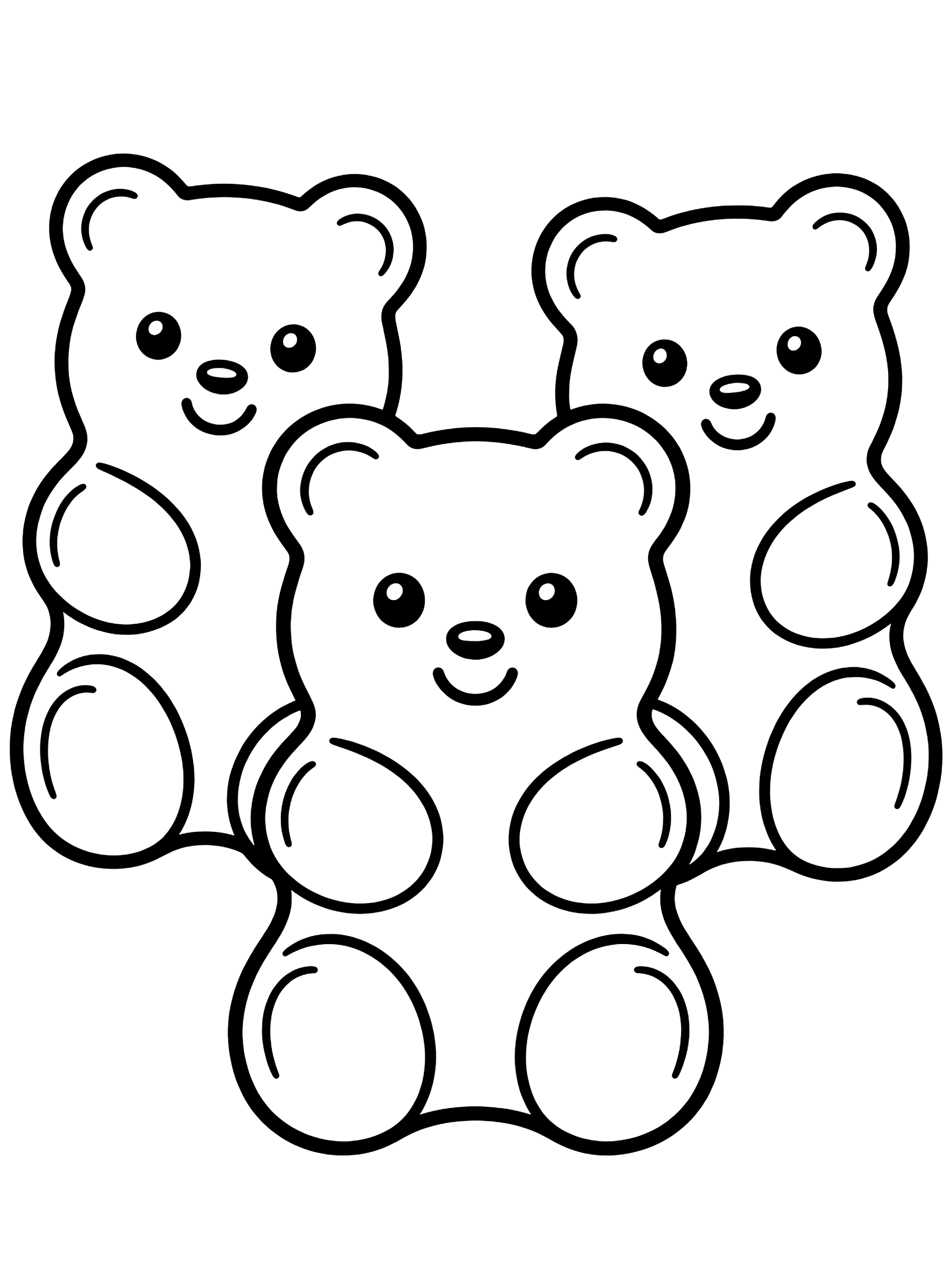 Easy Three gummy bears coloring page