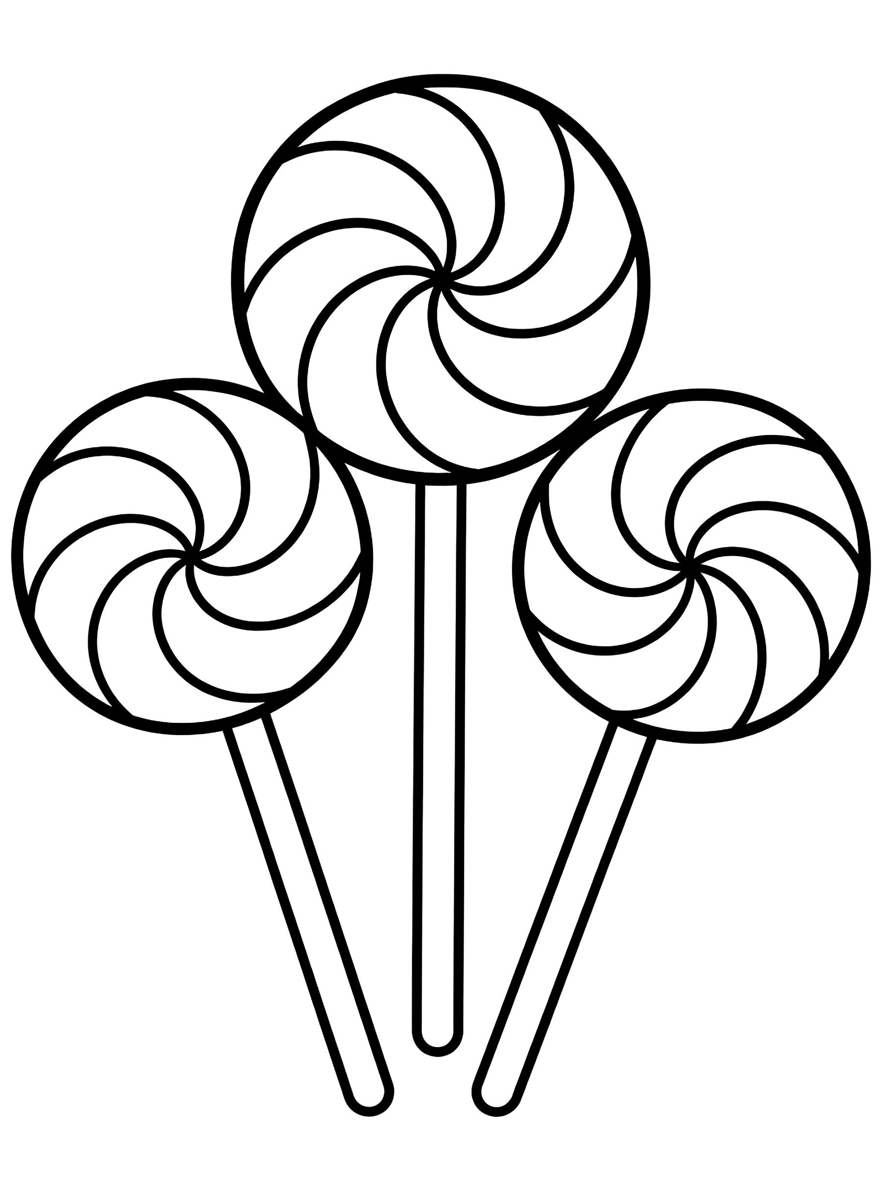 Easy Three round lollipops coloring page