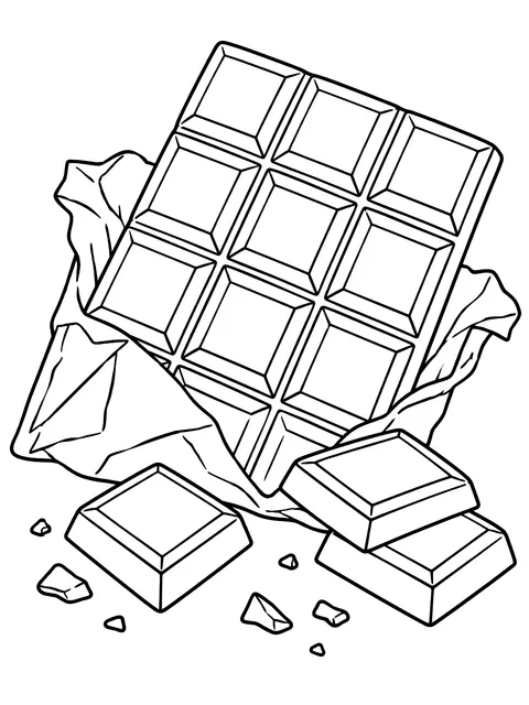 Chocolate bar broken into squares coloring page